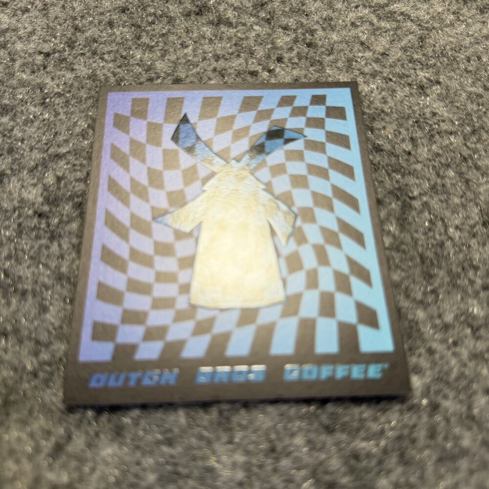 Dutch Bros Coffee Sticker Glow in the Dark Warped Checkerboard 4/2026 Windmill - Picture 2 of 6